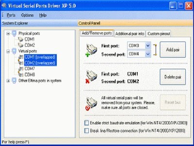 configure virtual serial port driver